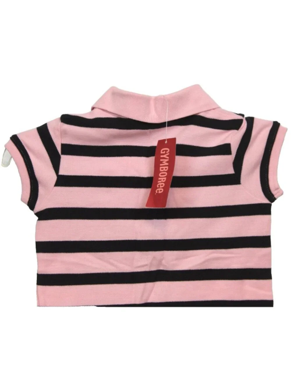 2008 Gymboree Prep School Polo Shirt Sz  6 Pink Navy Stripes Apple Short Sleeve